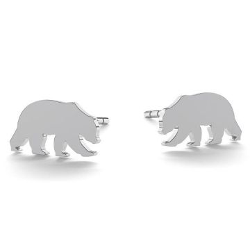 Bear earrings, sterling silver 925, LK-0615 KLS - 0,50 (L+R) *PT - Platinum Plated