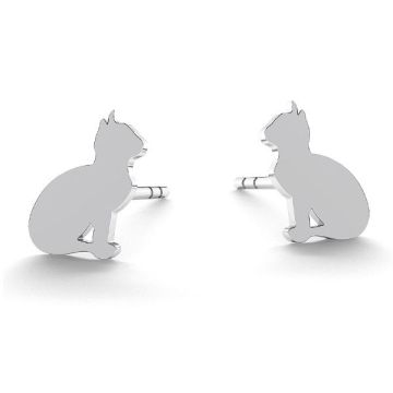 Cat earrings, sterling silver 925, KLS LK-0615 - 0,50 5,8x8 mm (L+P)