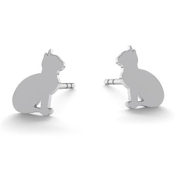 Cat earrings, sterling silver 925, KLS LK-0615 - 0,50 5,8x8 mm (L+P)*PT - Platinum Plated