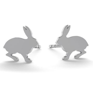 Hare earrings, sterling silver 925, KLS LK-0615 - 0,50 7,8x8 mm (L+R)*PT - Platinum Plated