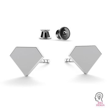 Diamond earrings, sterling silver 925, LK-0617 KLS - 0,50