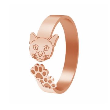 Cat ring, sterling silver 925, LK-1402 - 0,80*18K - Rose Gold Plated - 0,4 µm