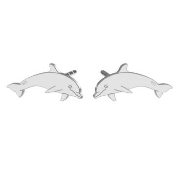 Dolphin earrings, sterling silver 925, KLS LK-1386 - 0,50 6,3x13 mm (L+R)