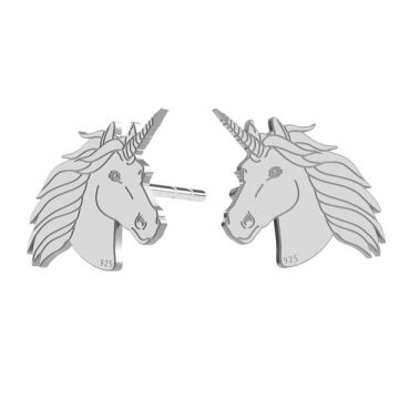 Unicorn earrings, sterling silver 925, KLS LK-1397 - 0,50 10,1x11,1 mm (L+P)