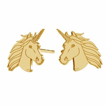 Unicorn earrings, sterling silver 925, KLS LK-1397 - 0,50 10,1x11,1 mm (L+P)*pokryte 18K złotem (jasno żółte) - 0,4 µm