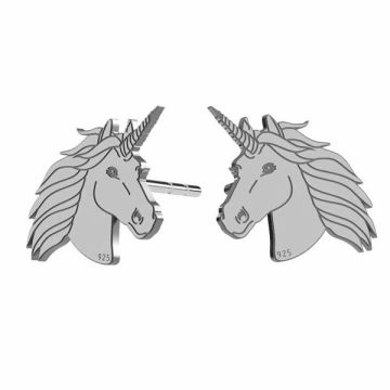 Unicorn earrings, sterling silver 925, KLS LK-1397 - 0,50 10,1x11,1 mm (L+P)*pokryte RH (jasny rod)