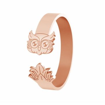 Owl ring, sterling silver 925, LK-1406 - 0,80*18K - Rose Gold Plated - 0,4 µm