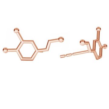 Kolczyk sztyft - wzór chemiczny - dopamina (L+R)*srebro AG 925*pokryte 18K złotem (różowe) - 0,4 µm