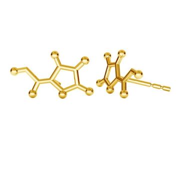  Náušnice na puzetu - chemický vzorec - vitamín C (L+R)*AG 925 stříbro*18K pozlacené (světle žluté) - 0,4 µm