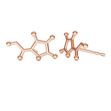 Náušnice na puzetu - chemický vzorec - vitamín C (L+R)*AG 925 stříbro*pokryté 18K zlatem (růžové) - 0,4 µm