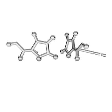 Náušnice na puzetu - chemický vzorec - vitamín C (L+R)*stříbro AG 925*RH pokoveno (světlé rhodium)