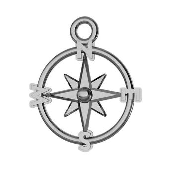 Compass pendant, sterling silver, ODL-00465*BRH - Black Rhodium Plated