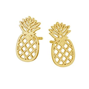 Kolczyk sztyft - ananas ażurowy*srebro AG 925*pokryte 18K złotem (jasno żółte) - 0,4 µm