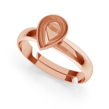 Pear crystals universal ring base, sterling silver 925, U-RING OKSV 4320 10x7 mm*18K - Rose Gold Plated - 0,4 µm