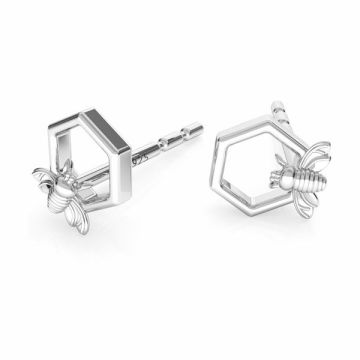 Bee earrings, silver 925, ODL-00507 KLS