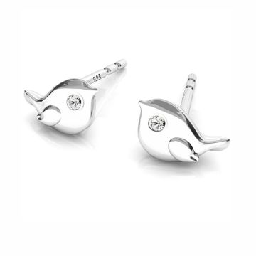 Bird earrings with Swarovski Crystals, silver 925, ODL-00511 KLS ver.2 (L+P)