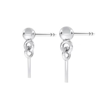 Earrings base ball 3mm, sterling silver, CON 1H STP 3,0 / SZPO 3x10 mm