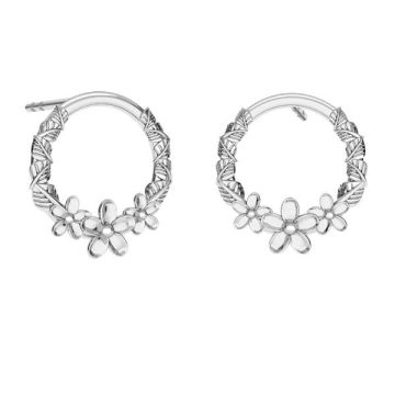 Round earstuds flower sterling silver, ODL-00607 KLS