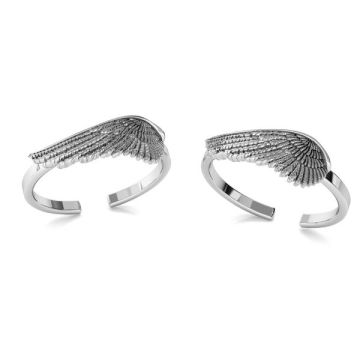 Wing ring*sterling silver*RH - White Rhodium Plated