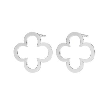 Clover earrings, sterling silver 925, KLS LKM-2291 - 0,50 13x13 mm