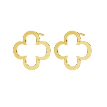 Clover earrings, sterling silver 925, KLS LKM-2291 - 0,50 13x13 mm*18K - Light Yellow Gold Plated - 0,4 µm