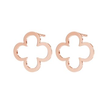 Clover earrings, sterling silver 925, KLS LKM-2291 - 0,50 13x13 mm*18K - Rose Gold Plated - 0,4 µm