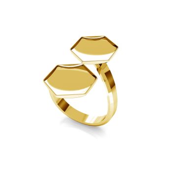 Universal double ring for Hexagon*sterling silver 925*18K - Light Yellow Gold Plated - 0,4 µm