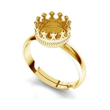 Round ring for resin - crown*sterling silver 925*18K - Light Yellow Gold Plated - 0,4 µm