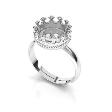 Round ring for resin - crown*sterling silver 925