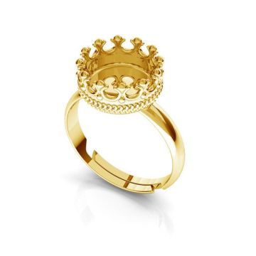 Round ring for resin - crown*sterling silver 925*24K - Gold Plated - 0,4 µm