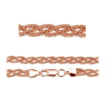 Bracciale Coreana catena*argento sterlina 925*18K - Placcato oro rosa - 0,4 µm