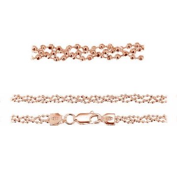 Bracciale catena a pallini*argento sterlina 925*18K - Placcato oro rosa - 0,4 µm