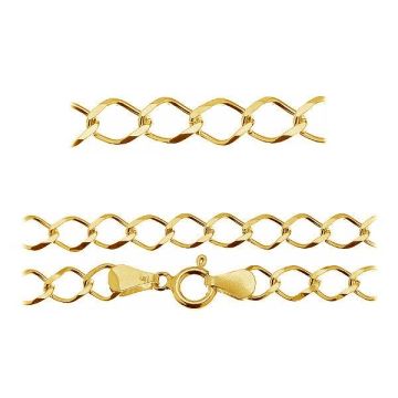 Bracciale Rombo catena*argento sterlina 925*18K - Placcato oro giallo chiaro - 0,4 µm