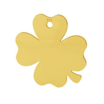 Clover pendant tag, sterling silver, LKM-2024 - 0,50 18x18 mm*24K - Gold Plated - 0,4 µm