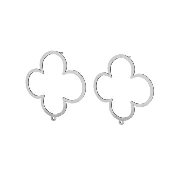 Clover earrings, sterling silver 925, LK-2571 KLS - 0,50 35x37,4 mm