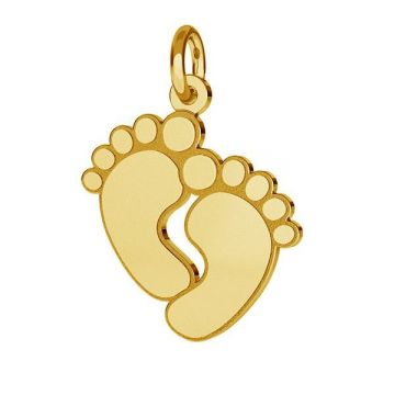 Baby feet pendant with jumpring, sterling silver, J-LKM-2009 - 0,50 16x21 mm*24K - Gold Plated - 0,4 µm