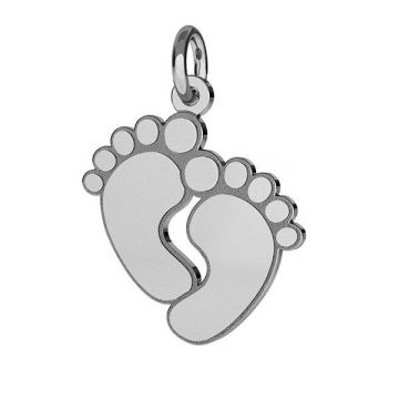 Baby feet pendant with jumpring, sterling silver, J-LKM-2009 - 0,50 16x21 mm*RH - White Rhodium Plated