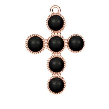 Cross pendant with 6 mm black Swarovski pearls*sterling silver*18K - Rose Gold Plated - 0,4 µm