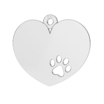 Heart with dog paw pendant with engraving*sterling silver 925