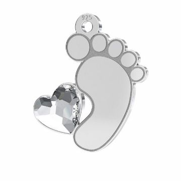 Baby foot pendant Gavbari heart*sterling silver 925*RH - White Rhodium Plated