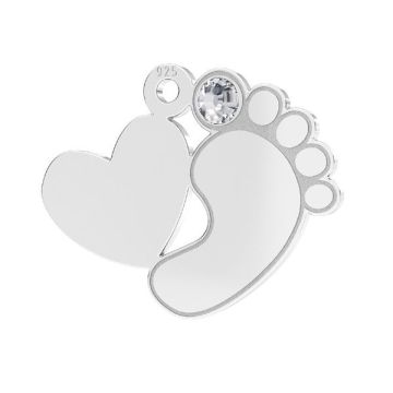 Baby foot heart pendant with Swarovski crystal*sterling silver 925