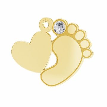 Baby foot heart pendant with Swarovski crystal*sterling silver 925*24K - Gold Plated - 0,4 µm