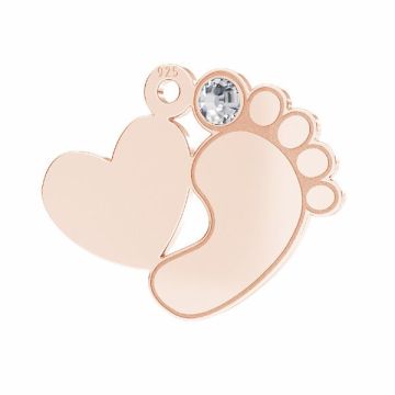 Baby foot heart pendant with Swarovski crystal*sterling silver 925*18K - Rose Gold Plated - 0,4 µm