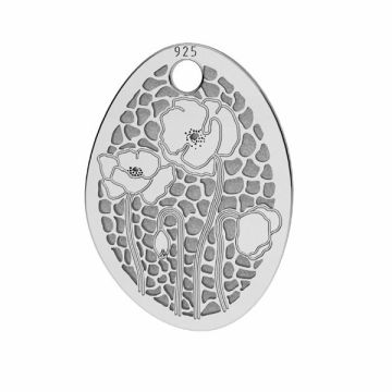 Poppies pendant*sterling silver 925*RH - White Rhodium Plated