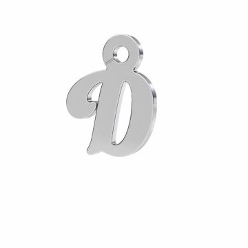 Letter D pendant*sterling silver 925*RH - White Rhodium Plated