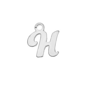 Letter H pendant*sterling silver 925*PT - Platinum Plated