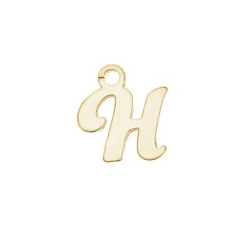 Letter H pendant*sterling silver 925*18K - Light Yellow Gold Plated - 0,4 µm