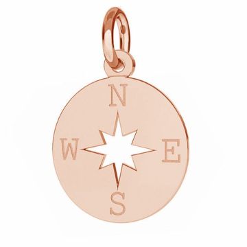 Compass wind rose pendant with open jumpring, sterling silver, J-LKM-2015 - 0,40 13x15,5 mm*18K - Rose Gold Plated - 0,4 µm