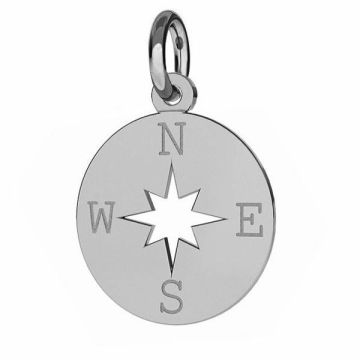 Compass wind rose pendant with open jumpring, sterling silver, J-LKM-2015 - 0,40 13x15,5 mm*RH - White Rhodium Plated