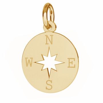 Compass wind rose pendant with open jumpring, sterling silver, J-LKM-2015 - 0,40 13x15,5 mm*18K - Light Yellow Gold Plated - 0,4 µm